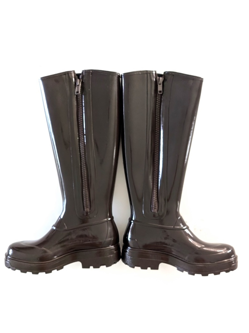 KASSL Editions x Tretorn Tijntje Tall Rain Boots Shiny Coffee Brown EU 39 US 8